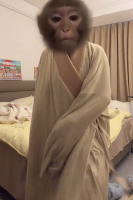 抽象马喽睡衣女秋冬季加厚保暖2025新款家居服套装女外穿猴哥