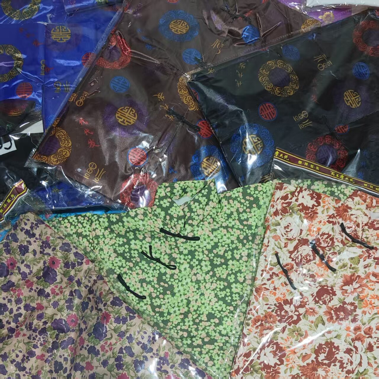 高档大尺寸寒衣节男女布寒衣棉衣绸缎寒衣烫金印花碎花布衣清明