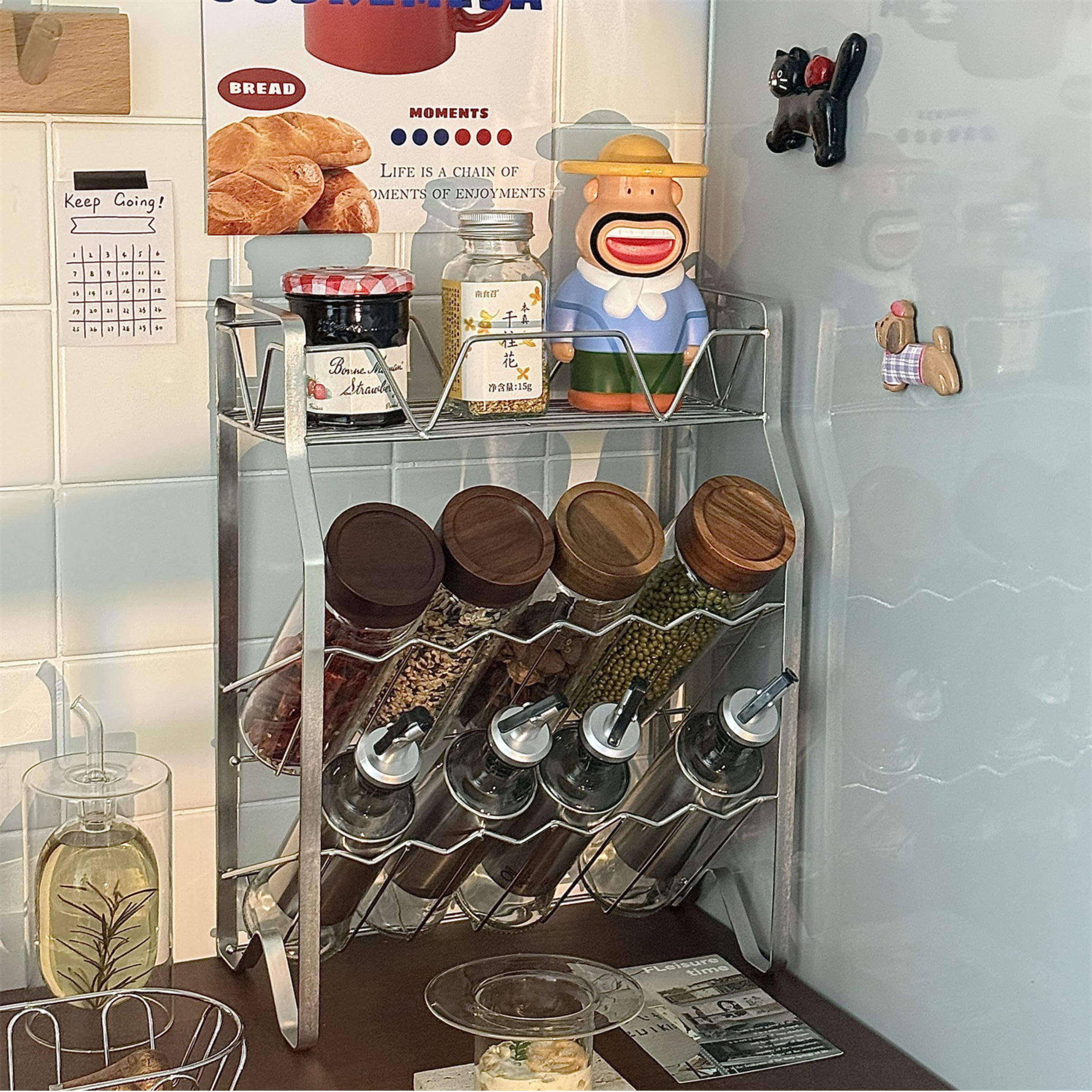 免安装加厚不锈钢厨房多用调料置物架台面酱油醋瓶罐收纳储物杯架,厨房/烹饪用具,调料置物架,淘宝优惠券,粉丝福利购,淘宝优惠卷