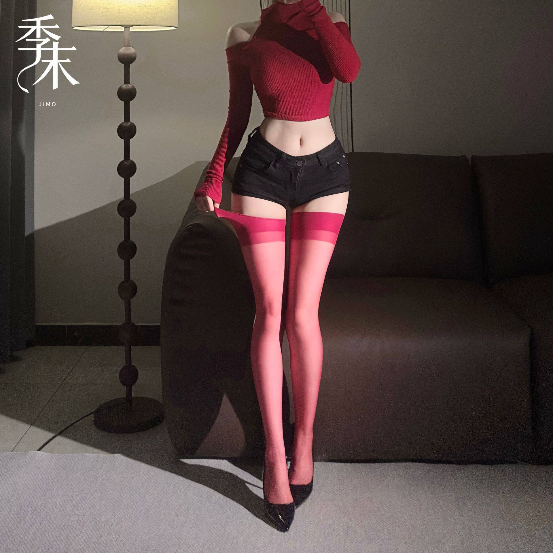 夏季超薄高透宽边纯欲过膝长筒袜