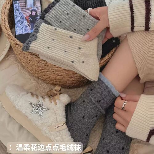 【5双装波点袜】春秋款女士透气