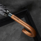 木柄弯钩英伦复古长柄雨伞男士 简约结实防风自动大号双人黑伞直柄