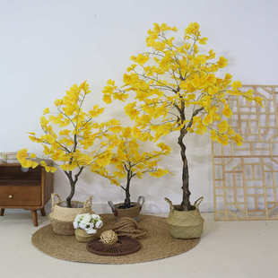 仿真假树银杏树大型落地盆栽植物室内商场仿生绿植造景观装饰摆件
