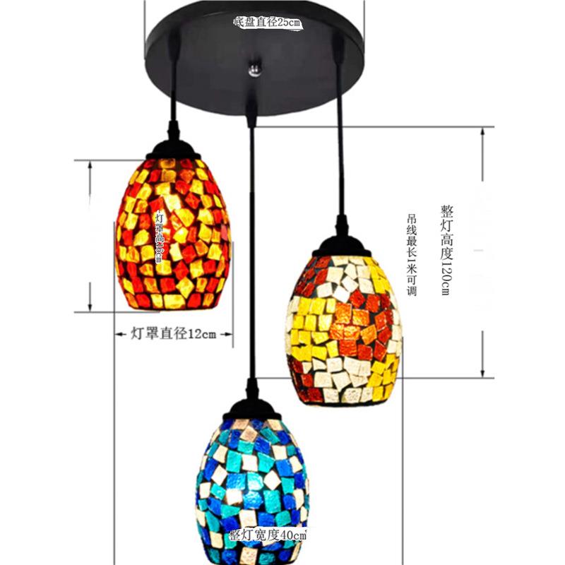 ３头餐吊灯简约现代个性酒吧吊灯地中海客厅蒂凡尼手工卧室吧台灯