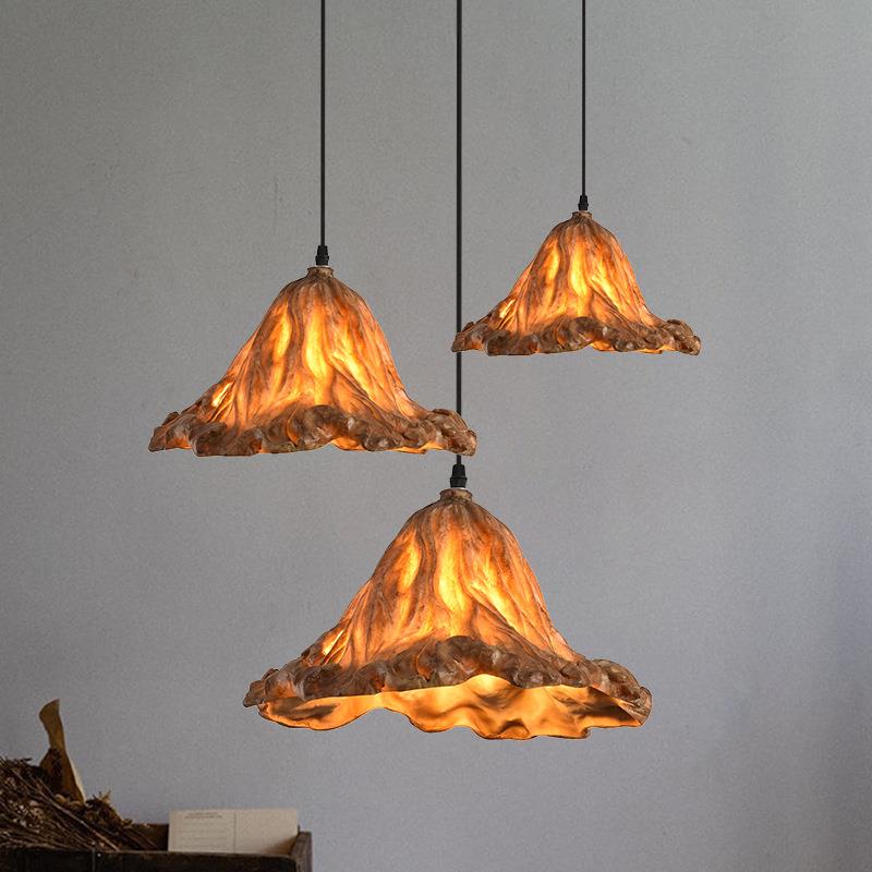 中式复古吊灯禅意创意个性艺术茶室民宿荷叶灯侘寂风仿古餐厅吊灯