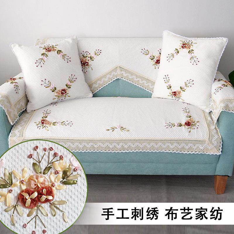 蕾丝沙发巾防滑布艺靠背巾沙发垫全盖扶手阳台棉麻材质家居