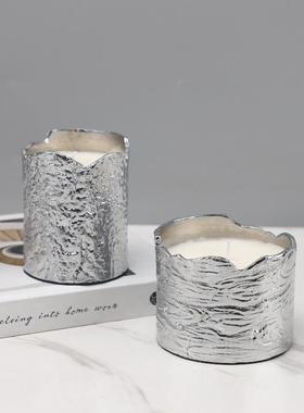 欧式轻奢树纹金属香薰蜡烛摆件客厅餐厅卧室酒店样板房家居装饰品