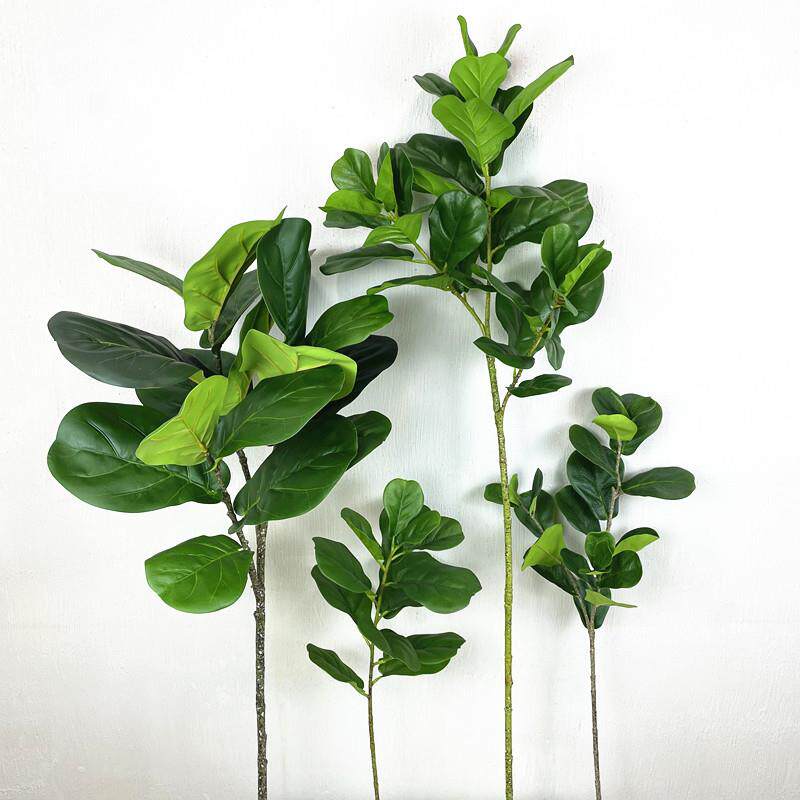 北欧仿真琴叶榕树枝胶布3头琴叶榕橡皮树枝家居装饰插树造景假叶