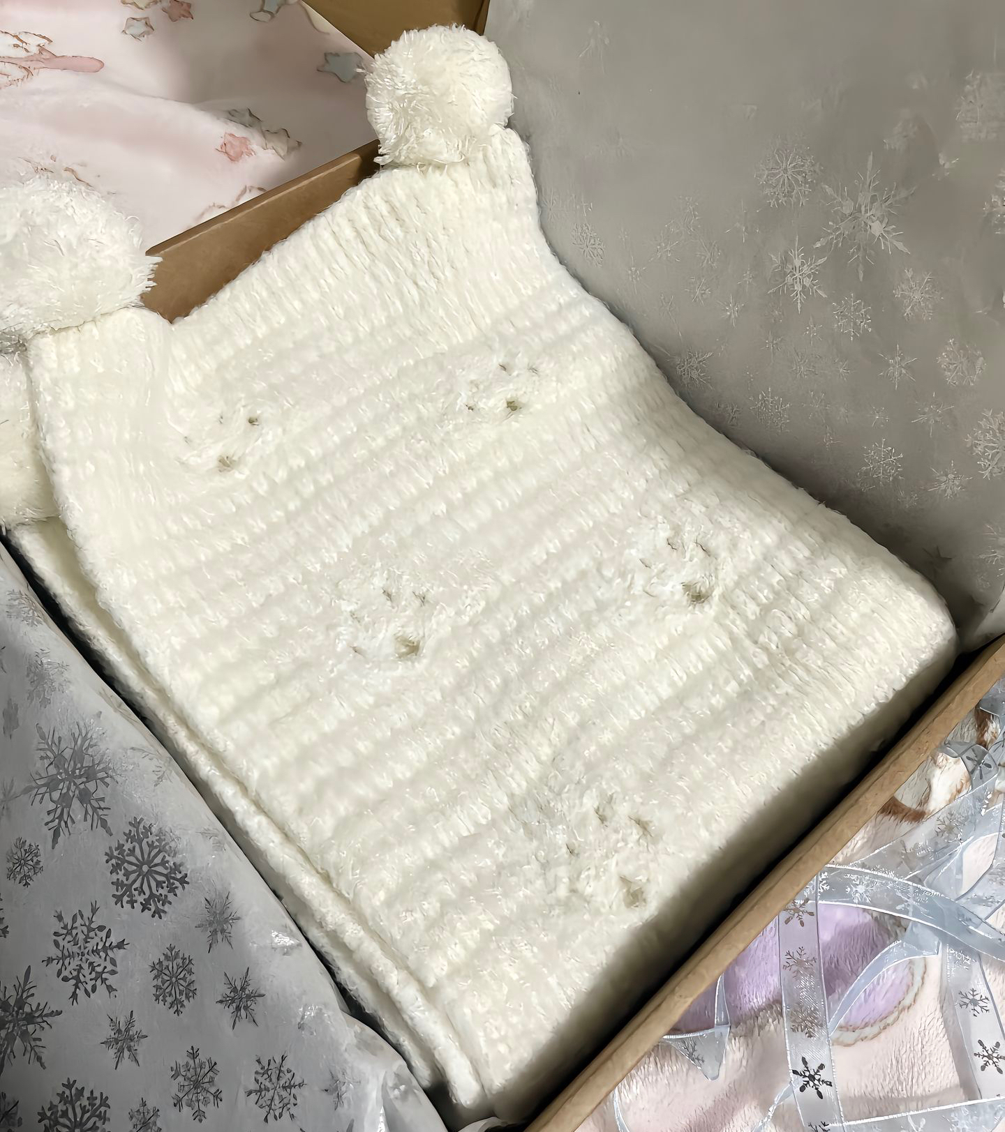 白色手工钩织小猫爪踏雪可爱围巾材料包diy送女友闺蜜冬季