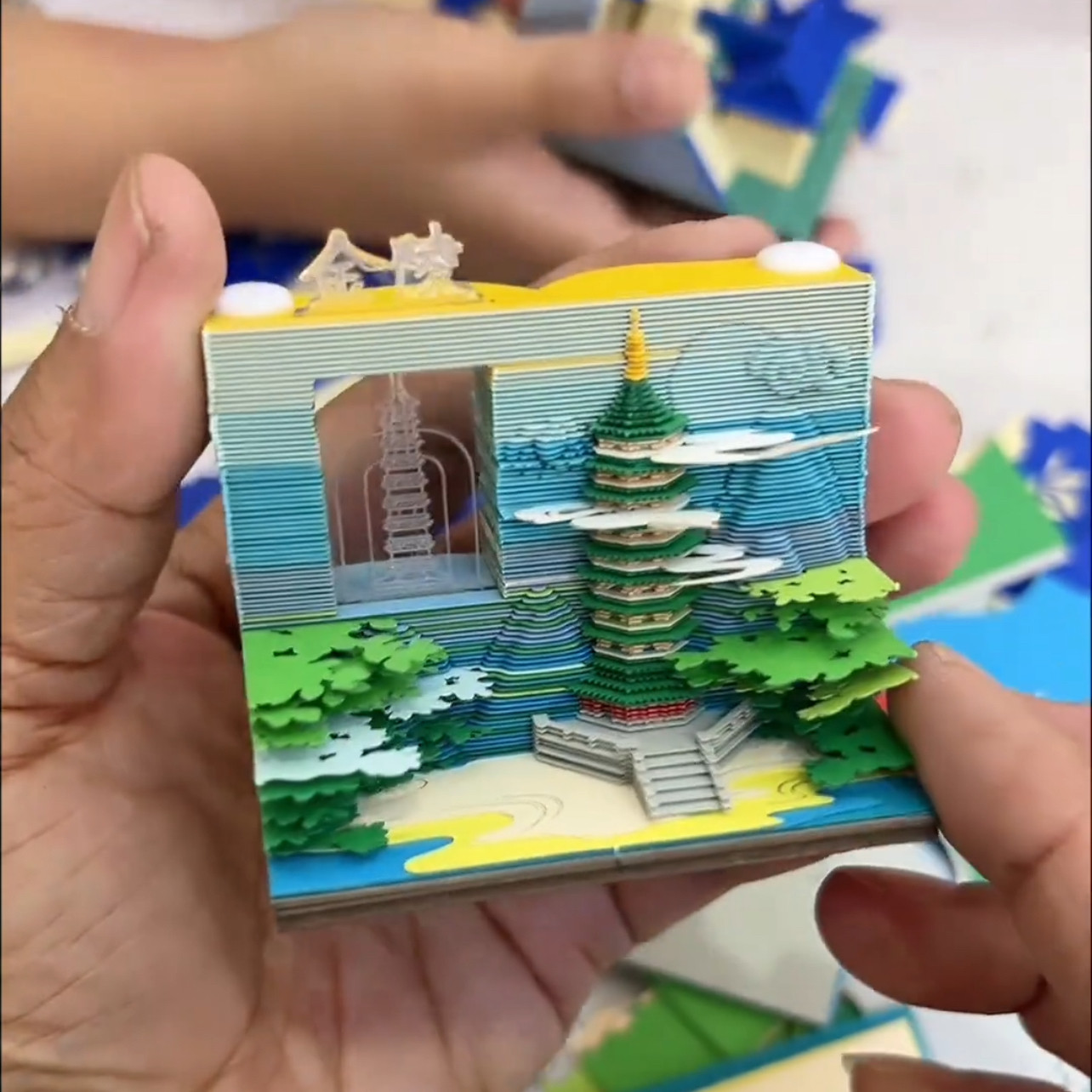 纪念品新款趣味新款玩具3d立体便签纸手撕纸雕便签本牡丹花会