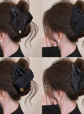 黑色三角抓夹女高级感2025新款大号发量多发夹后脑勺盘发鲨鱼夹