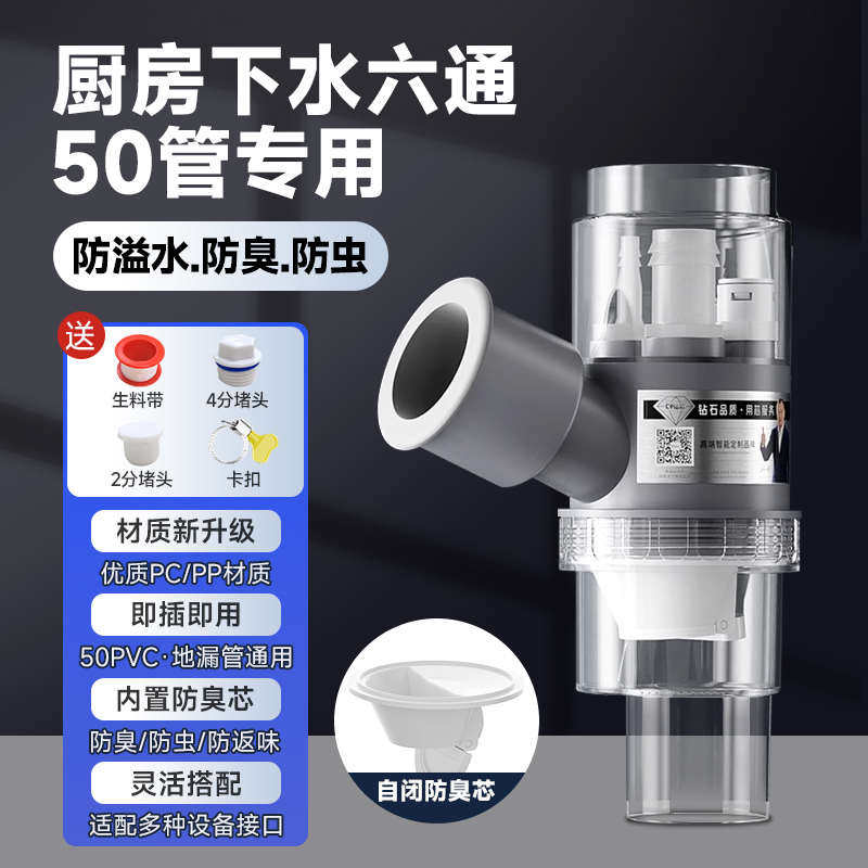 地漏家用洗衣机PC管地漏下水接头放水管三通防反水防漏防溢配件,家庭/个人清洁工具,地漏防臭器,淘宝优惠券,粉丝福利购,淘宝优惠卷