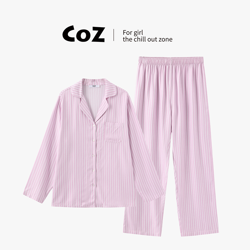 COZ斜纹印花衬衫长裤家居服睡衣