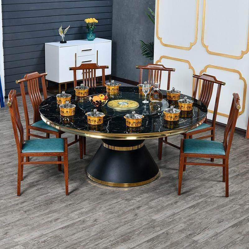 火锅桌子电磁炉一体大理石纹一人一锅圆桌定制火锅店桌椅商用餐桌