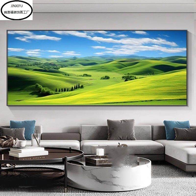 草原壁画大自然风景现代简约客厅东墙挂画大尺寸沙发背景墙装饰画