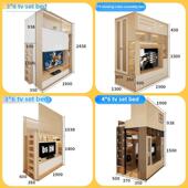 香港公屋客厅电视柜间房地台床全屋定制衣柜组合床一体家私订造