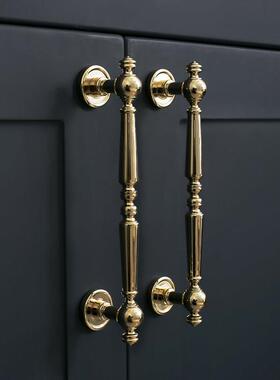 INDOORS法式轻奢柜门把手橱柜衣柜门鞋柜家具金色中古风双孔拉手