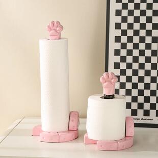 猫爪厨房专用纸巾架可爱挂架垂直懒布收纳卷纸收纳支架高端
