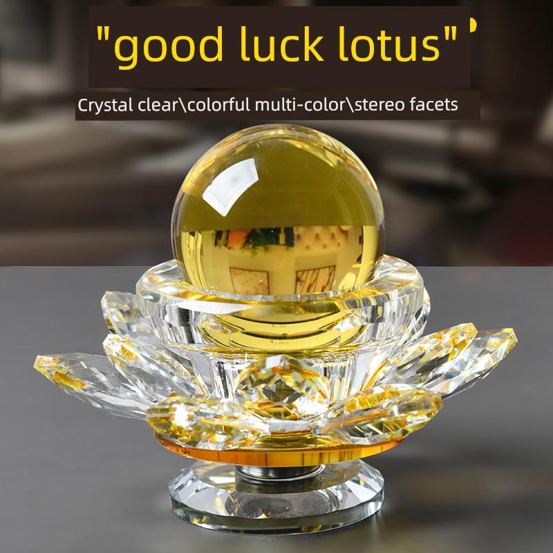 水晶莲花球形烛台可旋转手机眼镜珠宝柜台创意装饰家居中式风格