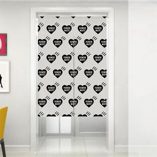 高级感humanmade爱心门帘卧室房间家用免打孔隔断帘半帘短帘挂布