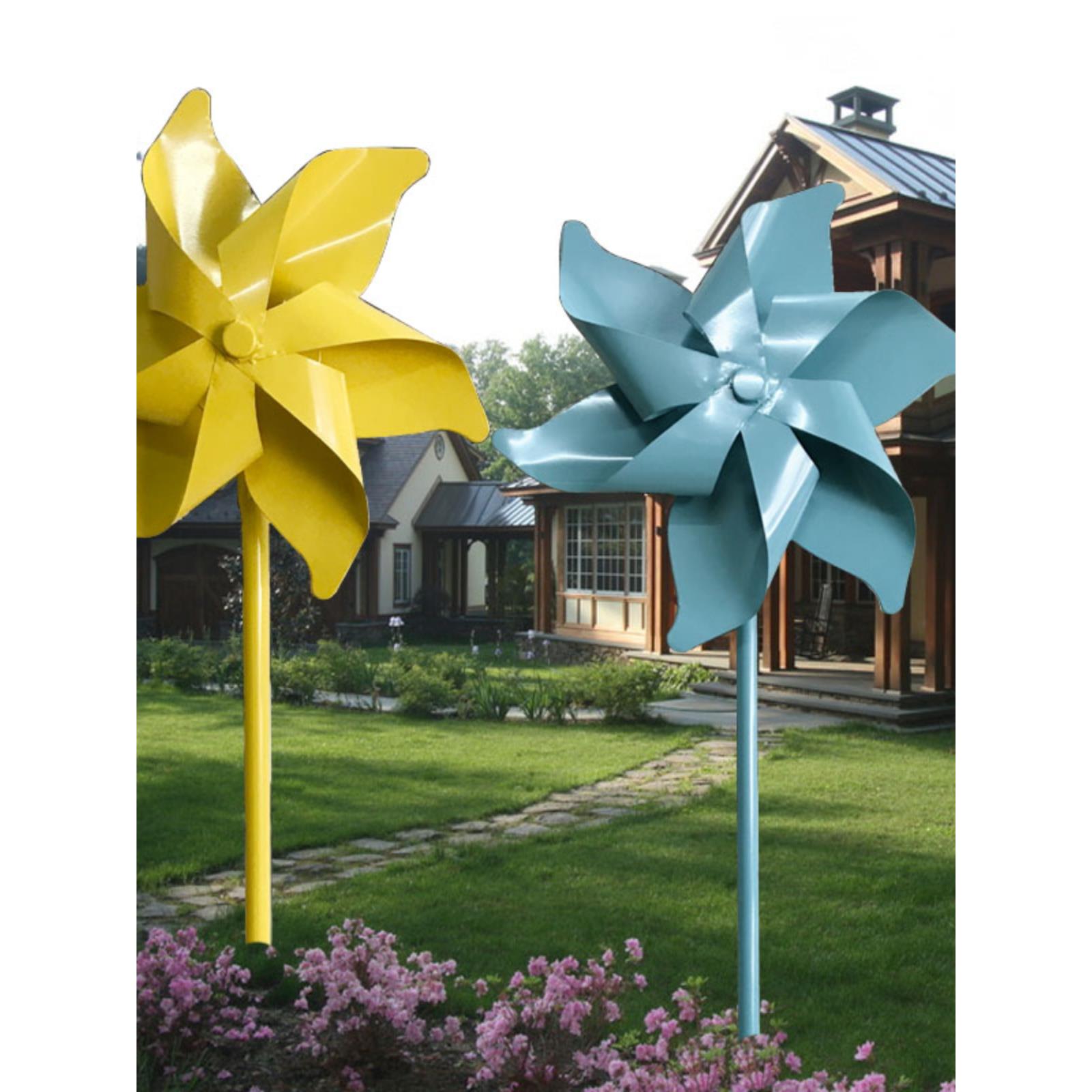 户外园林铁艺旋转大风车摆件庭院公园草坪景观雕塑创意落地装饰品