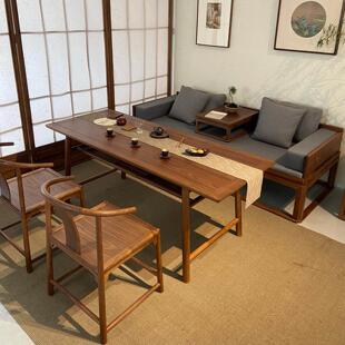 新中式黑胡桃木罗汉床茶桌椅组合2025新款高端休闲 简约茶台泡茶