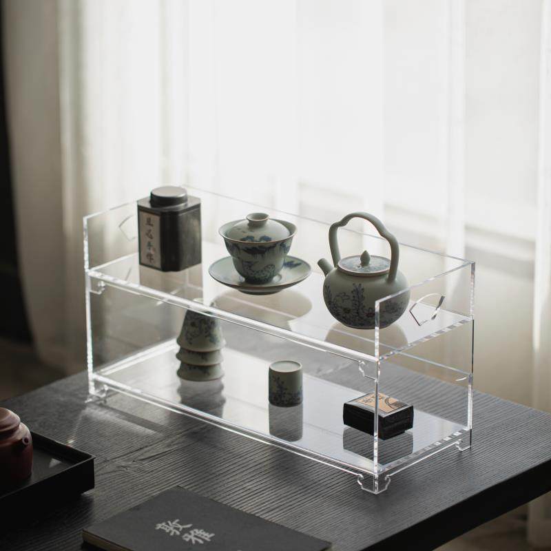 素里亚克力博古架茶具收纳高透中式展示架桌面高级置物定制