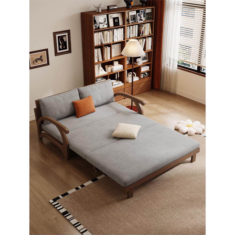 实木沙发床可折叠两用小公寓单人和双人可伸缩床客厅2025新的可拉