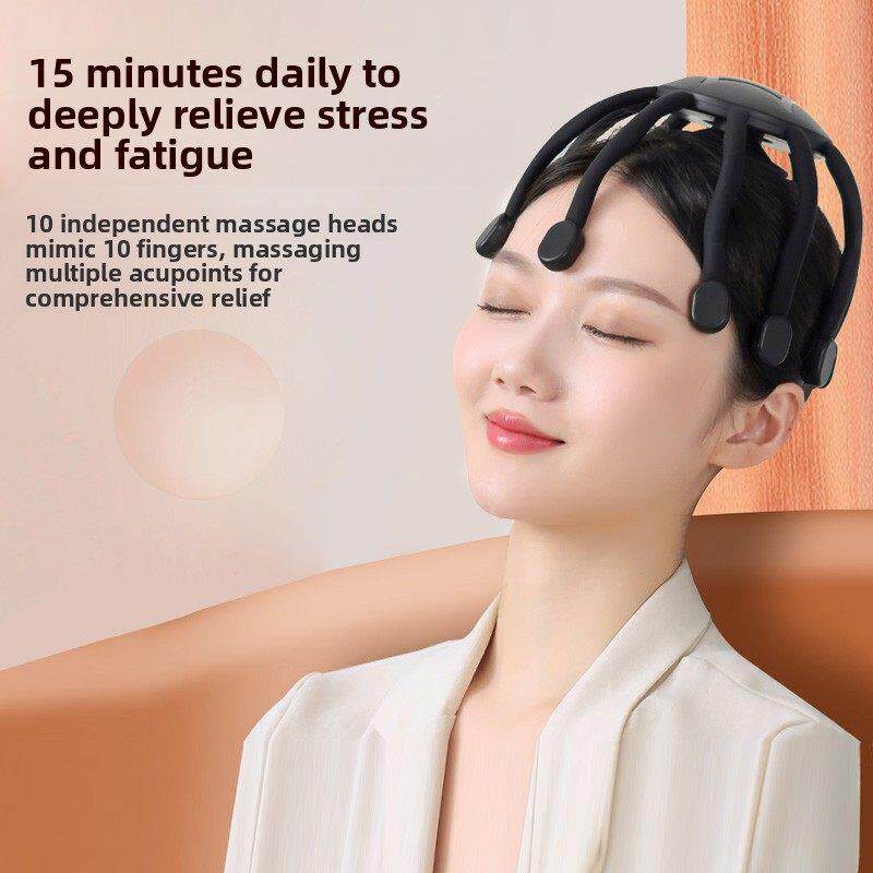 蓝背健头部按摩器头部头皮章鱼抓挠头痛经络疏通全自动电动按摩器