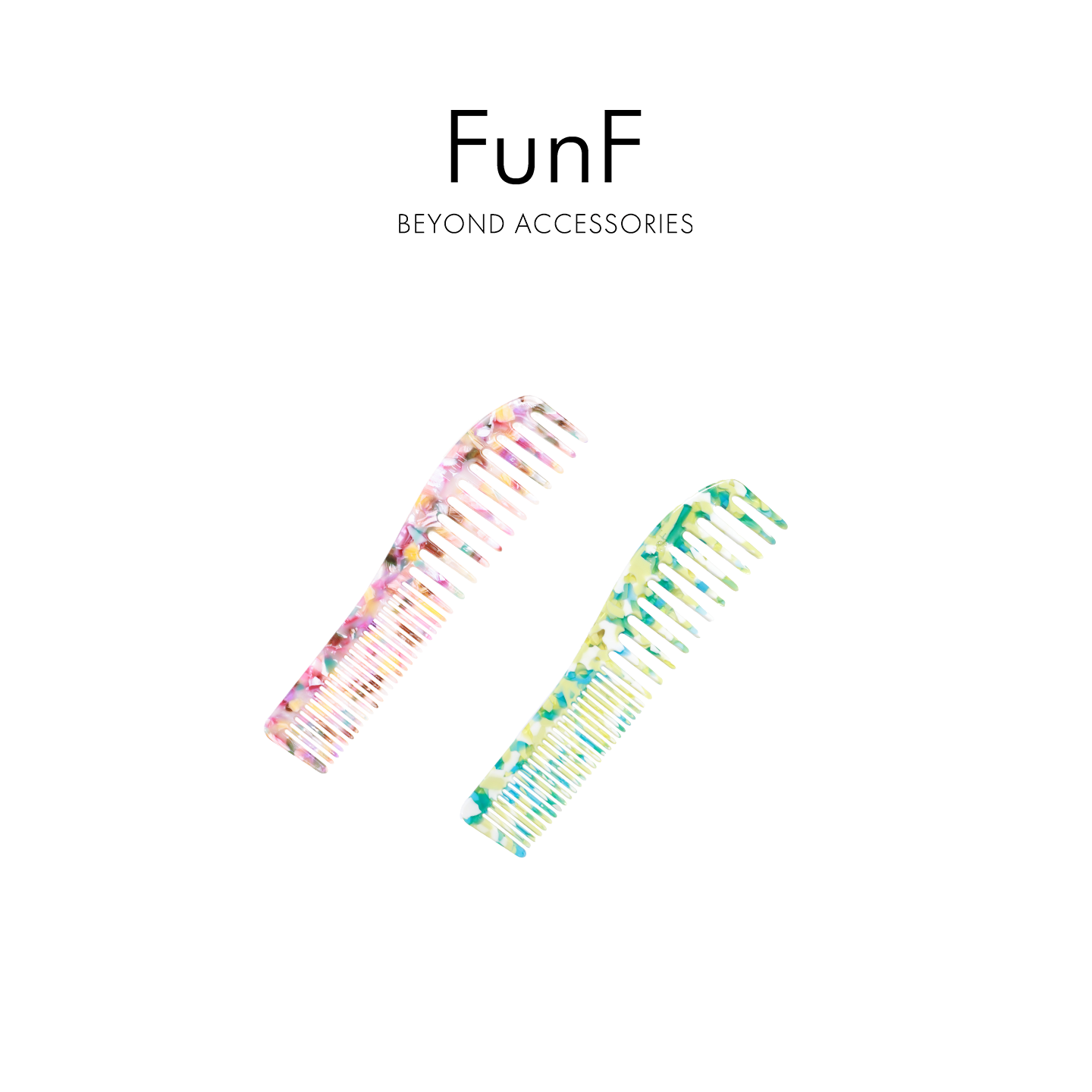 FunF/乐纷绮 莫奈色系醋酸发梳 密齿发梳发饰中齿梳子 莫奈花园