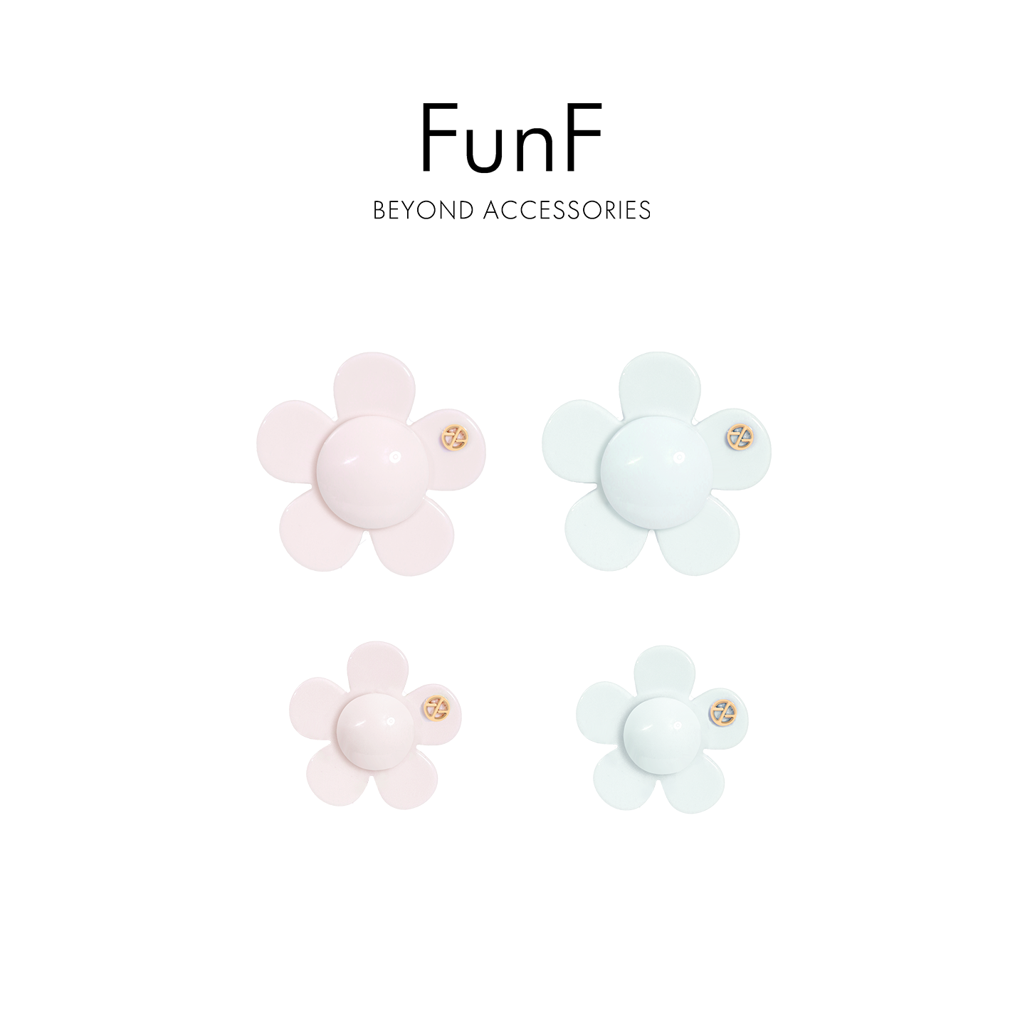 FunF/乐纷绮 甜美发饰春夏日粉彩风醋酸边夹刘海夹 童年·小花结
