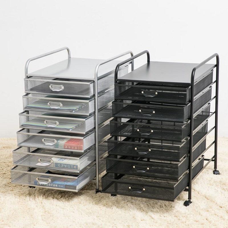 铁艺A4多层带抽屉办公室文件档案收纳置物架A3金属加大10层桌下柜