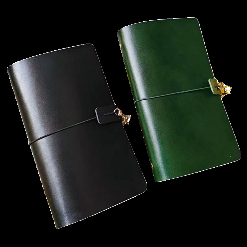遵爵枥木风植鞣皮复古绿曜石黑旅行活页手账本金属活页夹单车挂件