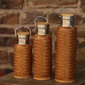 文艺竹编水杯保温杯热水壶 复古小号暖水瓶茶杯 旅行便携杯子老式