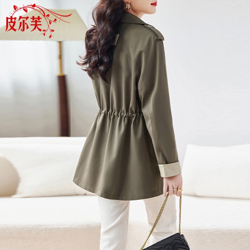 短款风衣外套女2024年春秋新款高级感小个子气质抽绳收腰休闲女装