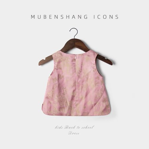 木本尚女宝宝夏装汉服2025新款宝宝周岁礼服唐装旗袍背心小上衣