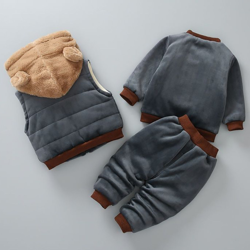 男童三件套加绒加厚套装童装秋冬棉衣儿童冬装男宝宝棉服冬季小童