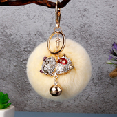 摆摊饰品韩国创意可爱水晶招财猫汽车钥匙扣女包挂件金属钥匙链圈