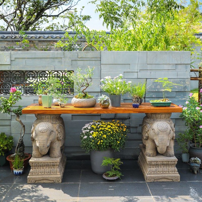 汉韵堂中式花架庭院花园布置室外院子实木防腐装饰落地式花盆底座,住宅家具,花架/花几,淘宝优惠券,粉丝福利购,淘宝优惠卷