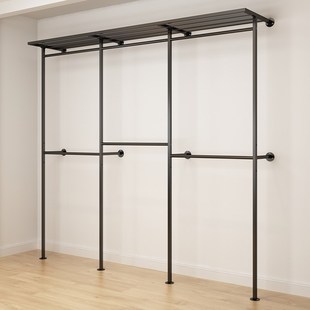 上墙壁挂式家用金属衣柜衣帽间架子置物架铁艺开放式衣架卧室收纳