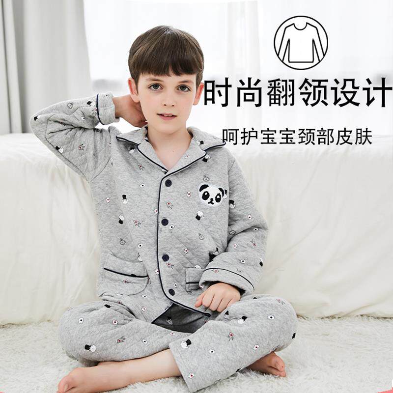 儿童保暖内衣套装夹棉加厚男童女童三层保暖衣套装宝宝秋衣秋裤