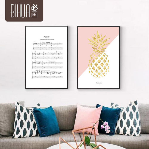 必画小清新北欧少女系音乐肖邦夜曲书房装饰画背景墙壁画有框挂画