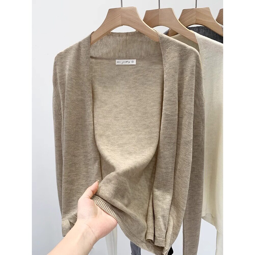 欧货韩系薄款针织外套女2026春季简约气质防晒上衣高级感百搭开衫