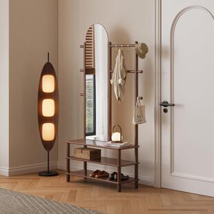 全身镜衣帽架一体入户门口玄关鞋柜置物架落地换鞋凳挂衣架带镜子