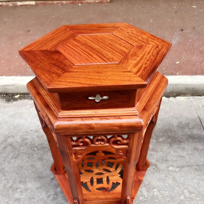缅甸花梨木花架盆景架中式红木实木六角花架客厅花架落地式花几