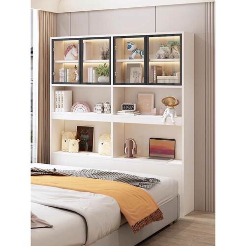 床边收纳柜卧室床头柜书柜床尾衣柜置物柜夹缝储物柜子定制玻璃门