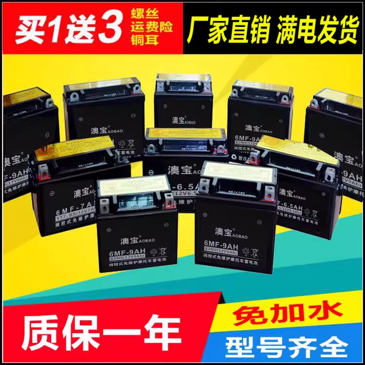 摩托车免维护干电瓶12V9AH7AH5AH助力车125踏板车110弯梁车蓄电池