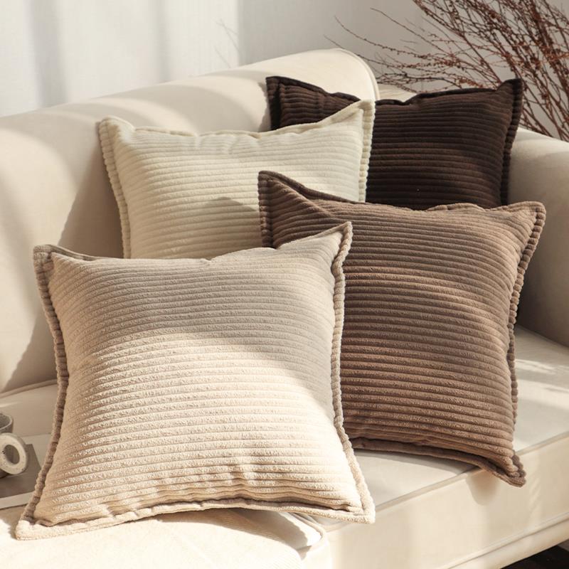 侘寂风素色灯芯绒抱枕床上用抱枕套不含芯方枕客厅百搭沙发靠枕