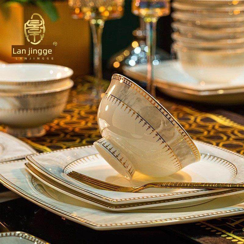兰景阁餐具套装家用2025骨瓷餐具套装可达高端景德镇陶瓷碗盘,餐饮具,碗,淘宝优惠券,粉丝福利购,淘宝优惠卷