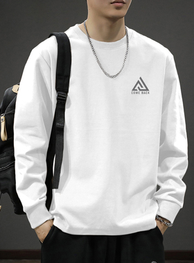 简木迹美式潮牌260克纯棉长袖T春秋季男士2025新款宽松打底衫上衣